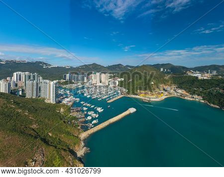 Aerial View Of Aberdeen Typhoon Shelters And Ap Lei Chau Seen From Mount Johnston, Also Known As Yuk