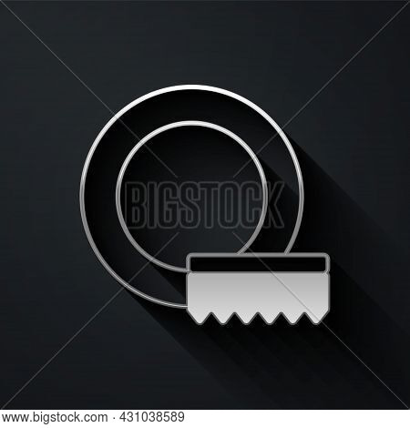Silver Washing Dishes Icon Isolated On Black Background. Cleaning Dishes Icon. Dishwasher Sign. Clea