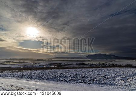 Winter landscape under Palava near Sonberk, South Moravia, Czech Republic