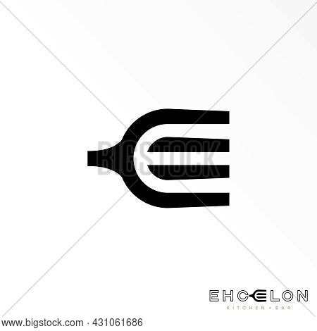 Letter E Logo Free Vector Stock. Fork Abstract Design Concept. Can Be Used As A Symbol Related To Fo