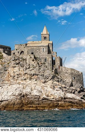 Medieval Church Of San Pietro (st. Peter Consecrated In 1198) In Portovenere Or Porto Venere, Unesco