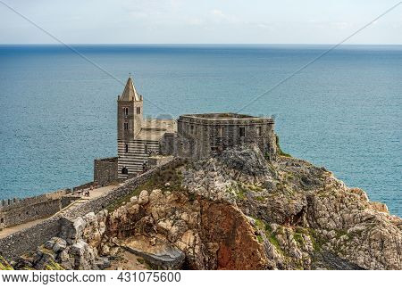 Medieval Church Of San Pietro (st. Peter, Consecrated In 1198) In Portovenere Or Porto Venere Town, 