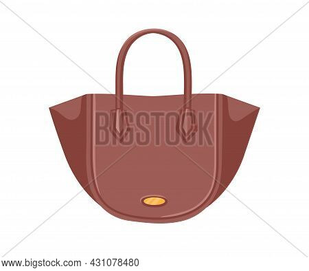 Fashion Women Leather Handbag With Handles, Open-top Compartment And Wide Side Wings. Modern Semi-ci
