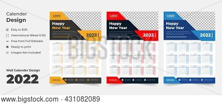 2022 Wall Calendar With Blue Layout,blue Wall Calendar 2022,new Wall Calendar 2022 Template - 12 Mon