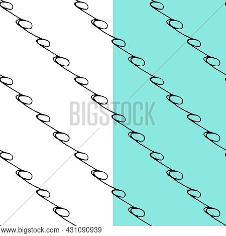 Geometrical Diagonal Monochrome Seamless Pattern. Black Hand Calligraphy, Writing Lettering Line. Wh