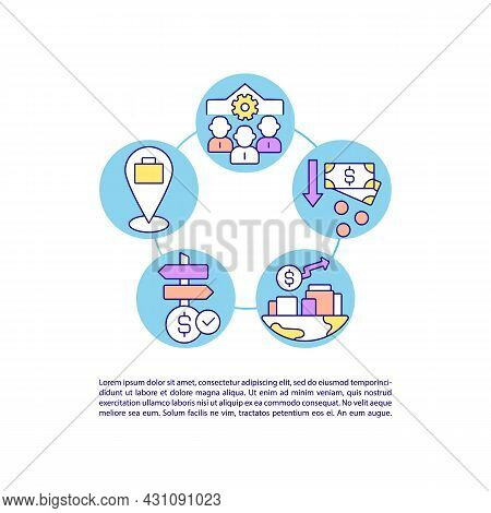 Participating In Csr Activities Concept Line Icons With Text. Ppt Page Vector Template With Copy Spa