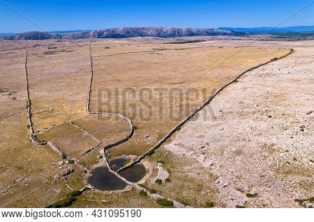 Lokva Diviska Stone Desert Oasis On Moon Plateau Above Baska, Island Of Krk, Croatia