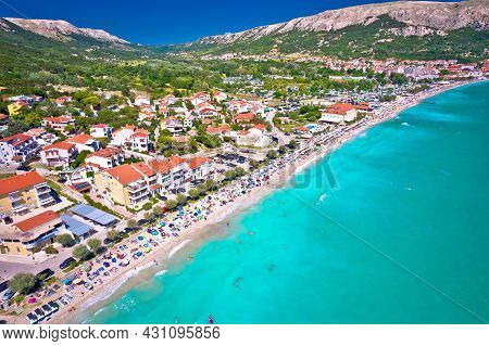 Baska. Turquoise Beach In Baska Summer View, Island Of Krk Tourist Destination In Croatia