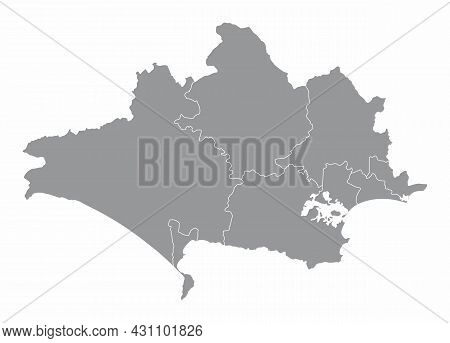 Dorset County Administrative Map Isolated On White Background, England