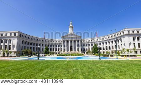 DENVER, CO,USA - July 22, 2021: Denver's neoclassical City and County Building opened in 1932.
