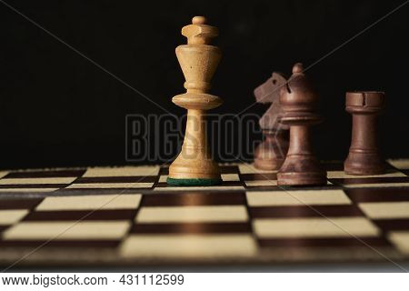 Chess Game With White King Surrounded By Black Pieces, Checkmate