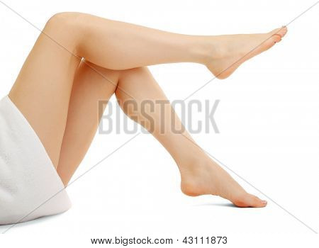 아름 다운 여자 다리, 흰색 절연
