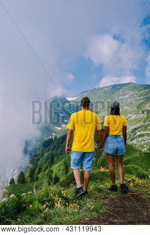 Massive Rock Formation In The Swiss Alps, Unique Mountain, Swiss Alps Mountains At Saxer Lucke Appen
