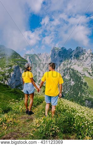Massive Rock Formation In The Swiss Alps, Unique Mountain, Swiss Alps Mountains At Saxer Lucke Appen