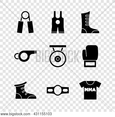 Set Sport Expander, Wrestling Singlet, Boxing Shoes, Boxing Belt, T-shirt With Fight Club Mma, Whist