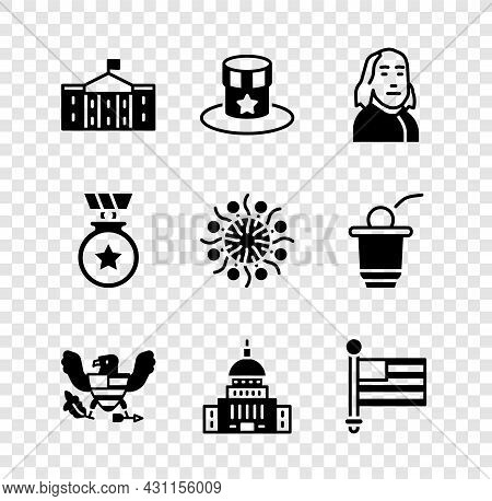 Set United States Capitol Congress, Patriotic American Top Hat, Benjamin Franklin, Eagle, White Hous