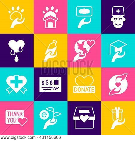 Set Give Gift, Pleasant Relationship, Education Grant, Donation And Charity, Water, Blood Donation, 