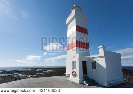 The Old Lighthouse In Gardur At Reykjanes Peninsula Iceland. Iceland Landmark