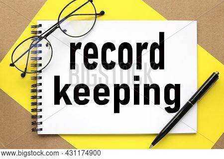 Record Keeping, Text On Notepad On Bright Stiff Backing And Craft Background