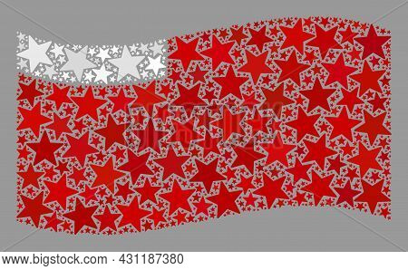 Mosaic Waving Abu Dhabi Flag Designed Of Star Icons. Vector Starred Mosaic Waving Abu Dhabi Flag Des