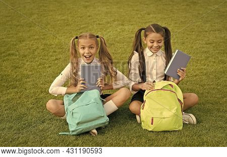 Amazing Outdoor Library. Happy Children Pick Up Library Books. Lending Library. School Library. Lite