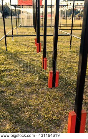 Obstacle Course Race Ocr, Hanging Pendulum In A Row, Sunset