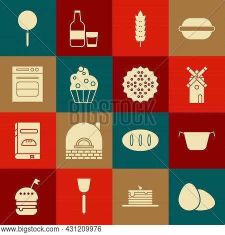 Set Chicken Egg, Cooking Pot, Windmill, Cereals With Rice, Wheat, Corn, Oats, Rye, Cupcake, Oven, Fr