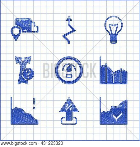 Set Digital Speed Meter, Percent Up Arrow, Financial Growth Increase, Pie Chart Infographic, Decreas