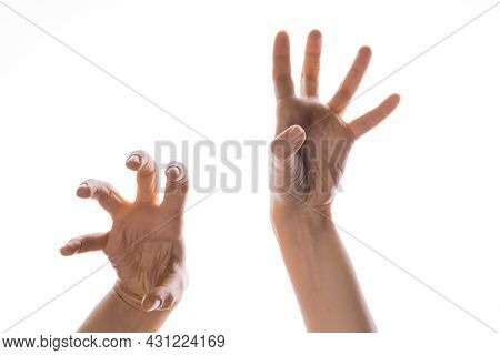 Zombie Hands Attack, Grabbing Something Hands With Crooked Fingers