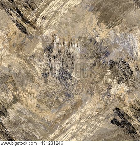 Seamless Abstract Painted Brushed Texture. Spikey Material Pattern Background. Grunge Rough Colour W