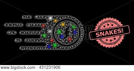 Bright Mesh Web Electrical Rush With Flash Nodes, And Snakes Attention Textured Rosette Stamp Seal. 