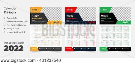 2022 Wall Calendar With Blue Layout,blue Wall Calendar 2022,new Wall Calendar 2022 Template - 12 Mon