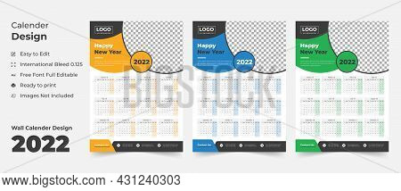 2022 Wall Calendar With Blue Layout,blue Wall Calendar 2022,new Wall Calendar 2022 Template - 12 Mon