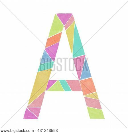 Color Pastel Watercolor Letter A. Alphabet Design