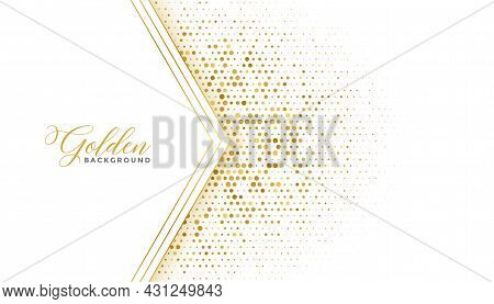 Golden Luxury Halftone Glitter White Background Vector Design Illustration