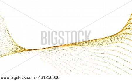 Golden Sparkling Halftone Wave Pattern On White Background