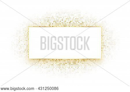 Golden Halftone Rectangle Frame Background Vector Design Illustration