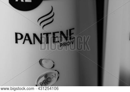 Pantene For Women, Products For Washing Hair Isolated On Black Background. Bucharest, Romania, 2021