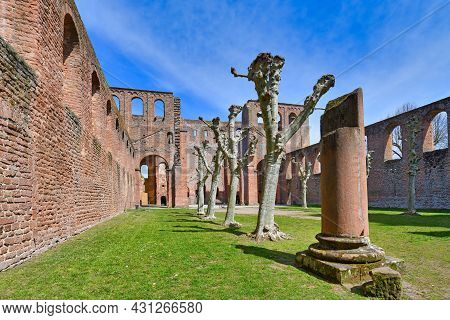 Bad Dürkheim, Germany - April 2021: Ruin Of Limburg Abbey In Palatinate Forest