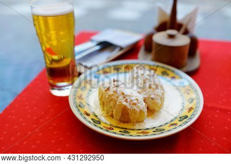 Lithuanian Cepelinai, Dumplings Made Of Grated And Riced Potatoes And Stuffed With Ground Meat, Dry