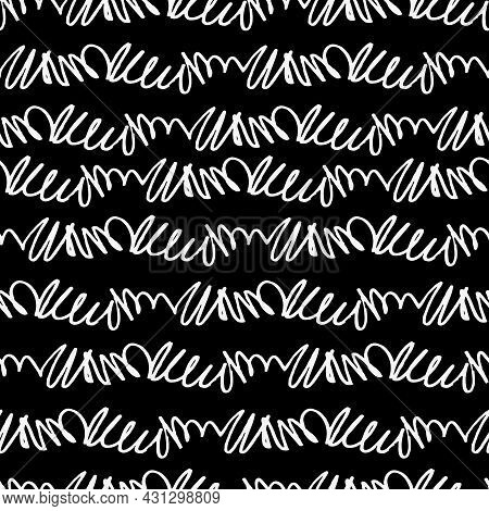 Seamless Pattern Based On Scribble Writing Imitation On Black Background