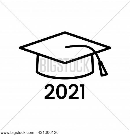 School Hat Line Icon. University Graduate Student Outline Cap Symbol. Academy Diploma Logo. College 