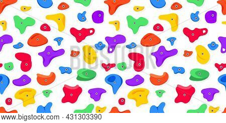 Seamless Pattern Of Climbing Grips Or Holds In The Gym Bouldering Training Flat Style Design Vector 