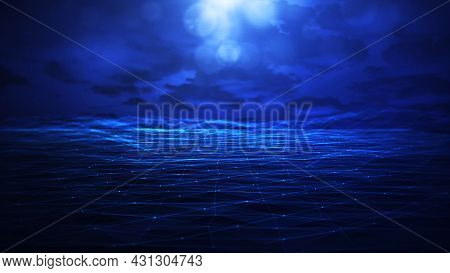 Abstract Wave Technology Background. Connection Structure. Big Data Visualization And Business. Inte