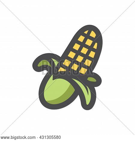 Corn Maize Vegetable Vector Icon Cartoon Illustration.