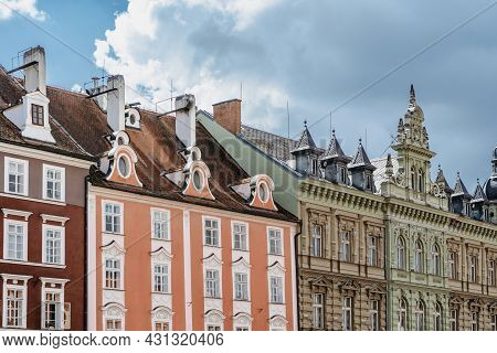 Cheb, Czech Republic - August 20, 2021. Town In Western Bohemia On River Ohre.market Place With Colo