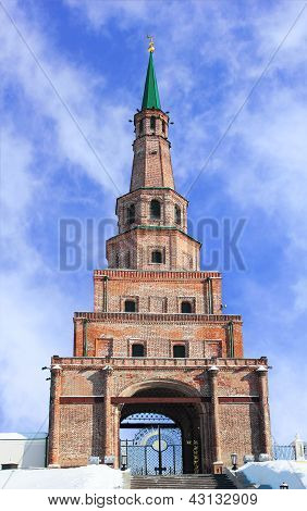 Wieży Soyembika na kazańskim Kremlu, w Tatarstanie, w Rosji