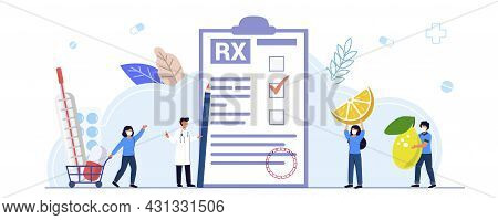 Rx Medical Prescription Drug Vector Illustration Concept Medicine Prescription With Medicines Prescr