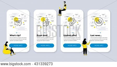 Vector Set Of Line Icons Related To Covid Test, Refrigerator And Quick Tips Icons. Ui Phone App Scre