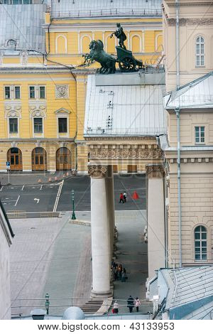Moscow, Russia - May 17, 2012: Aerial View To Bolshoi Theatre Main Entrance In Moscow On May 17, 201